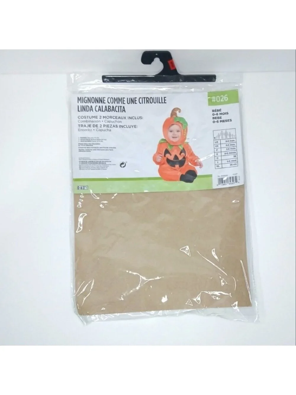 Infant Pumpkin Halloween Costume 0-6 Months Velour Jumpsuit & Hood 2PC